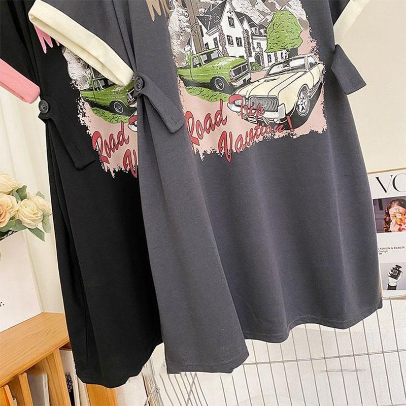 T-shirt for Women Large Size Cotton Summer T-shirt Soft Loose Printed Casual Comfortable Pullover T-shirt Top