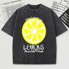 When Life Give You Lemons Pattern Washed Men T Shirt Summer Trendy Tee Shirts Soft Cotton O-Neck Short Unisex Loose Top