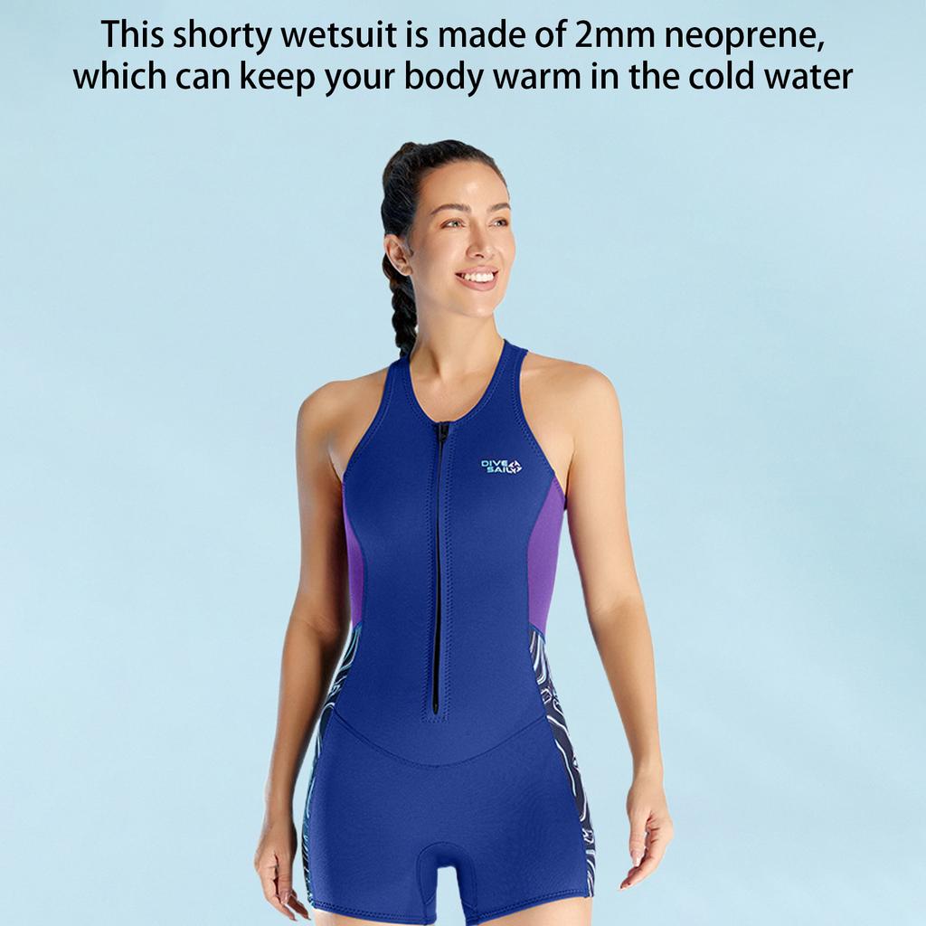 Dámský jednodílný shorty 2mm neoprenový oblek na plavání potápěčský shorty oblek se zipem vpředu pro plavání potápěn