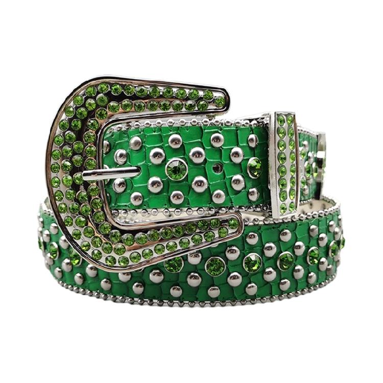 Exaggerated Rhinestone Waist Belts for Adult Pin Buckle Belt for Jeans Waistband
