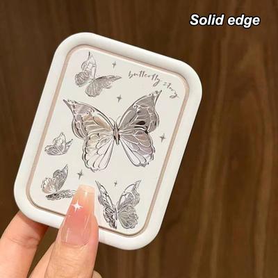 Butterfly Flip-Top Folding Makeup Mirror Portable Pocket Mirror Women Rectangle Cosmetic Make Up Mirror With Comb