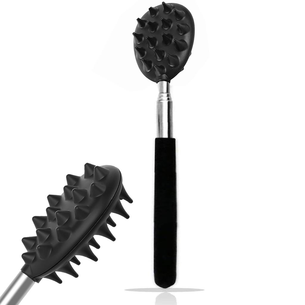 Extendable Cactus Back Scratcher with 1/4-inch & 1/2-inch Spikes, Retractable One-Hand Itch Stick for Men & Women, Durable PVC