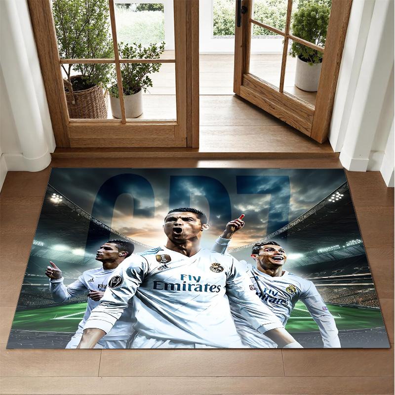 Cristiano Ronaldo Design Crystal Velvet Rug Soft Decorative Mat for Bedroom Entrance