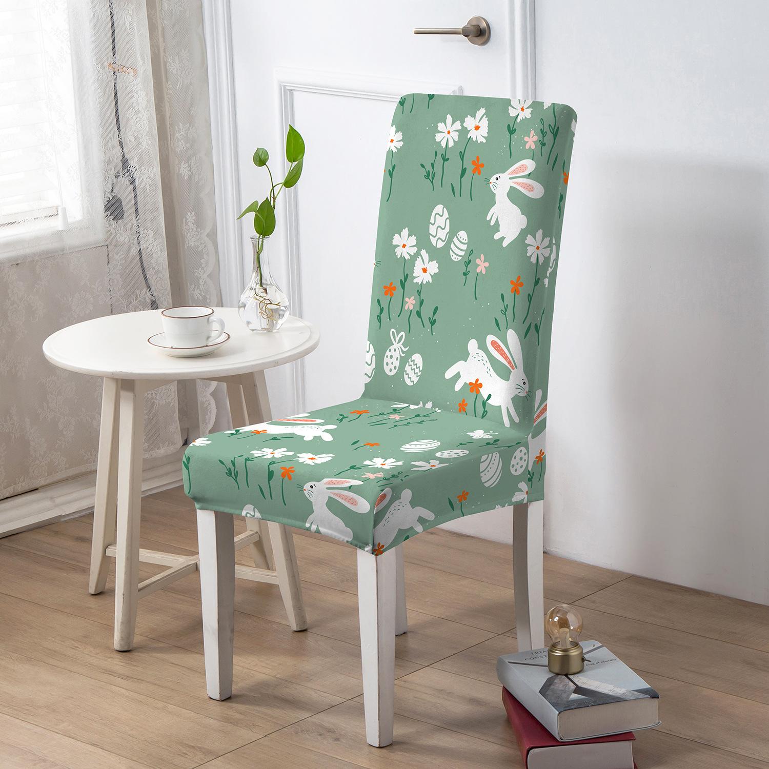

Elastic Chair Cover Botanical Floral Cute Animal Pattern Integrated Backrest Chair Cover Modern Dustproof Dining Chair Protector 1 piece