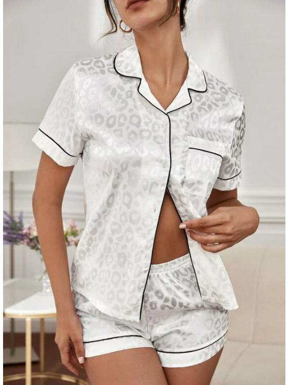 Women's Sexy Print Short-Sleeve Homewear Set - Comfortable Spring/Summer Shorts