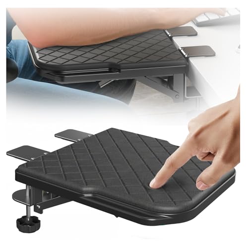 

BESSTER [Improved Wide Type - Cushioned] Desk Armrest, Armrest Cushion, Armrest, Wrist Rest, 90° Foldable, Desk Extension, No Drilling Required, Easy