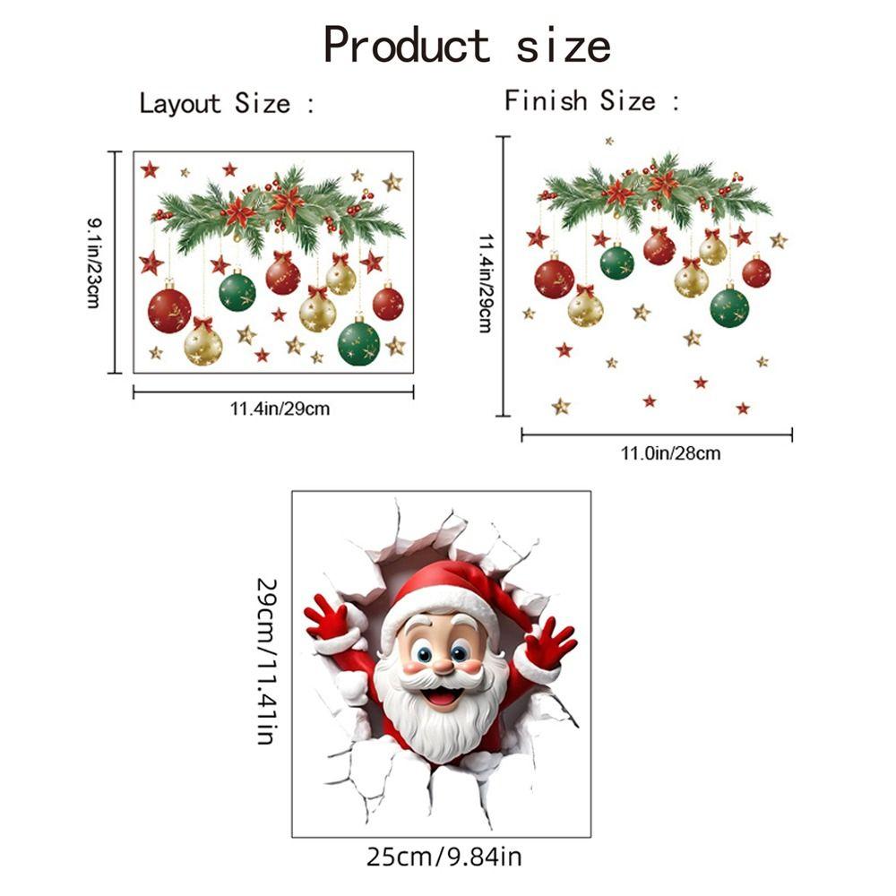 PVC Merry Christmas Decoration Cartoon Decorative Sticker Creative Xmas Sticker  Festival Ornament