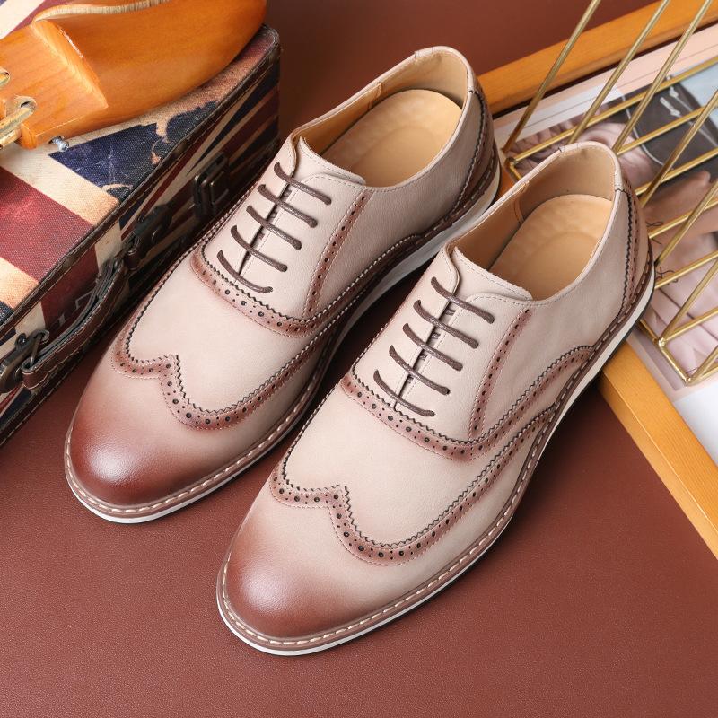 

Брок кожаные туфли мужские деловые туфли Оксфорды летние британские туфли для костюма мужские свадебные туфли для жениха 46 абрикосовый