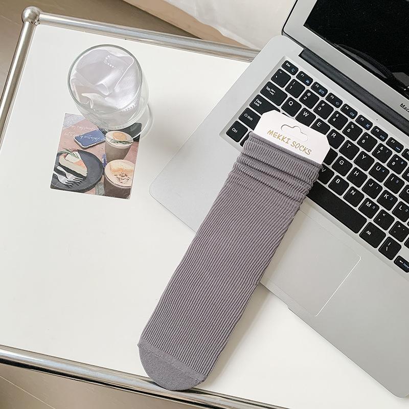 Women's Summer Thin Pure Color Ice Silk Breathable Long Tube Pile Socks