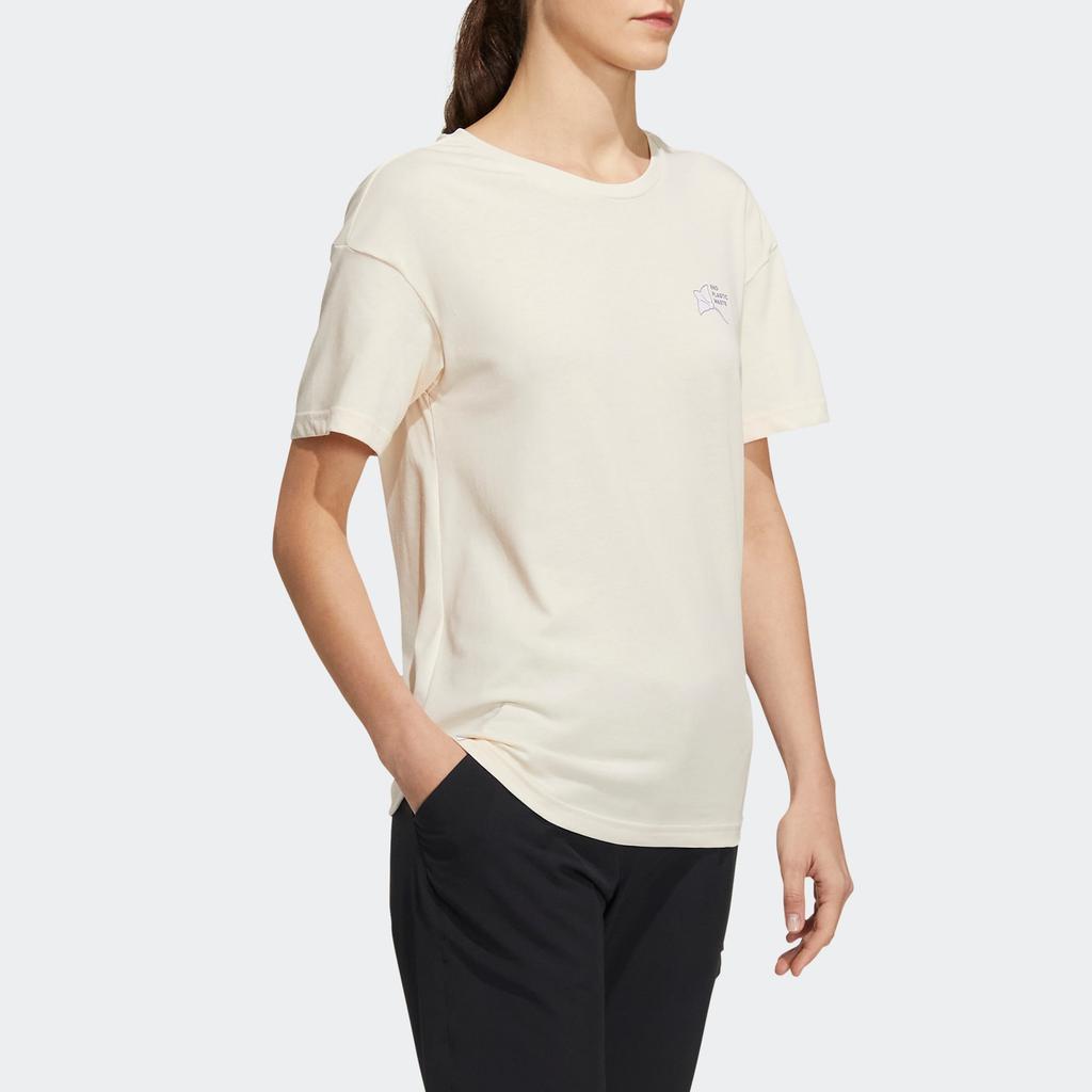 Adidas T Shirts Women's Beige Crew Neck Moderate Straight Fit HE7339