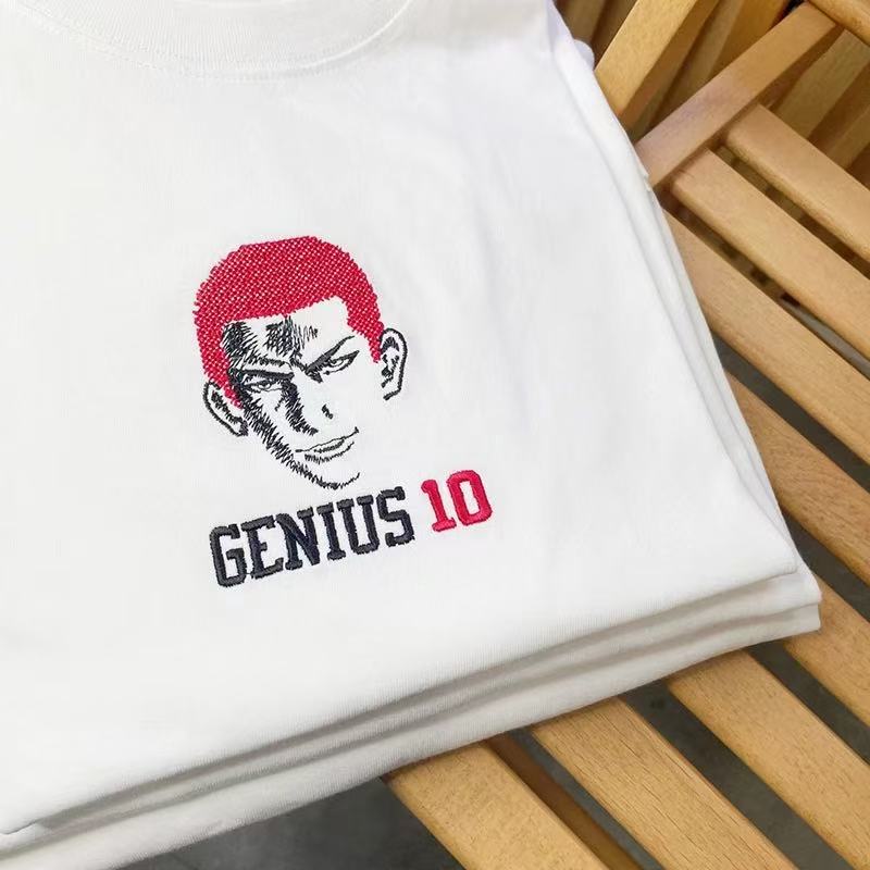 Embroidered Unisex Short Sleeve T-Shirt Slam Dunk Sakuragi Hanamichi Hip Hop Cartoon Anime Youth T-Shirt Children's Boys' Top