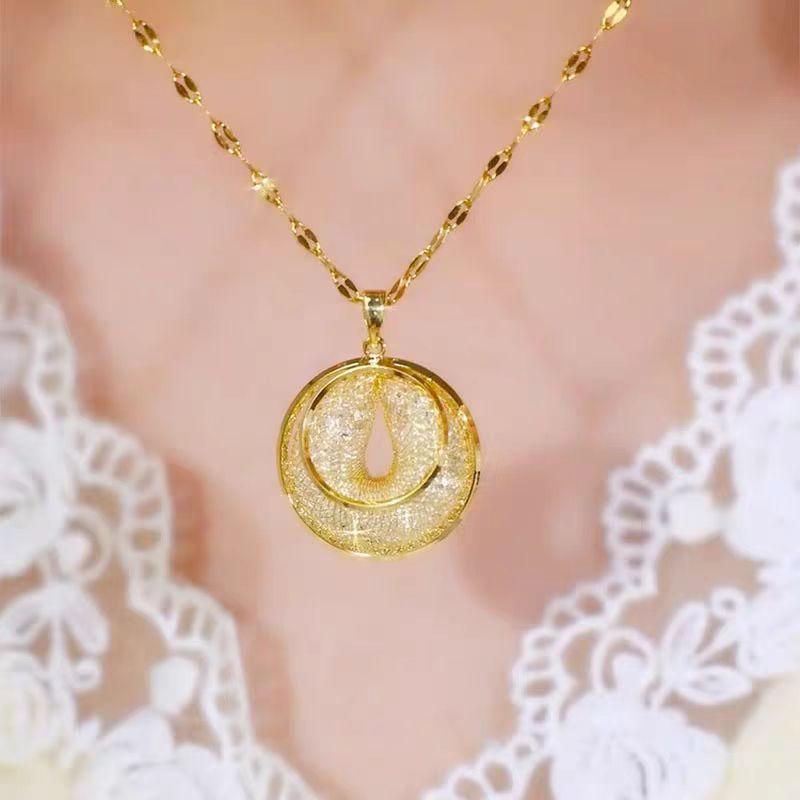 French Gold Wire Mesh Pearl Necklace, Women'S Versatile Temperament, Safety Buckle Pendant, Collarbone Chain Accessories