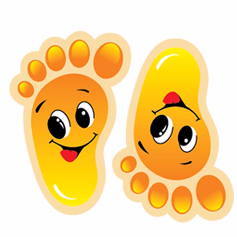 Piccoli piedi per adesivo Camera dei bambini Bagno Impermeabile Volto sorridente Adesivo per pavimento con impronte di bambini