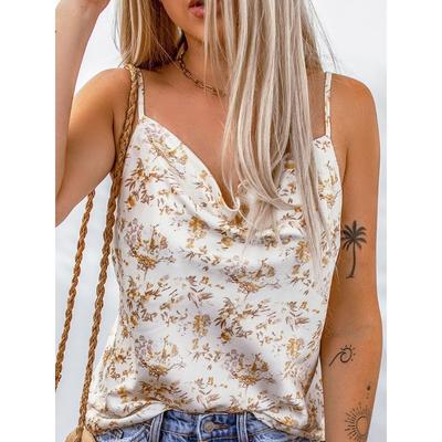 Summer Women's Halter Tops Sexy Printed Halter Backless Tops Camisole Top