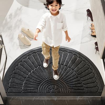 Semi-circular Mud Scraping Dust Removal Floor Mat Entry Door Stain-resistant Commercial Polypropylene Wear-resistant Rubber Mat Anti-slip Mat