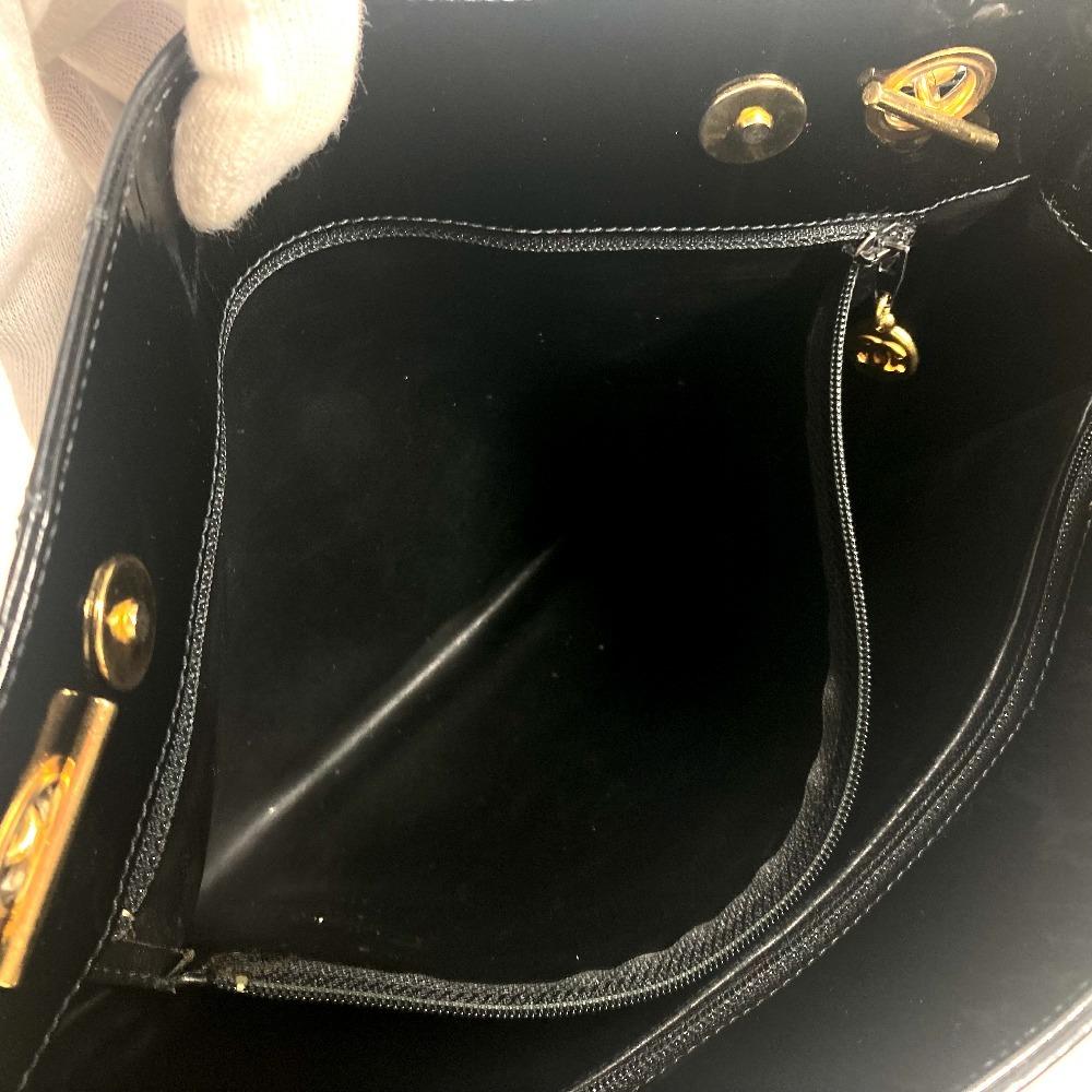 CHANEL Quilted Double Chain Bag Shoulder Bag enamel Black/Gold