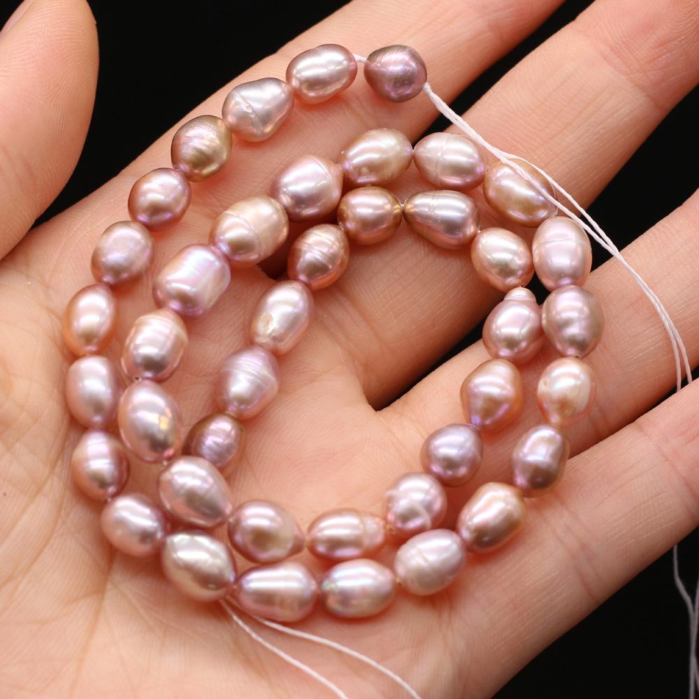 

1String, AA Natural Freshwater Pearls, Rice-shaped Purple Pearl Beads, for DIY Necklace Bracelet, Jewelry Making, Birthday Party Crafts, 36cm 1String/7-8mm-36cm фіолетовий