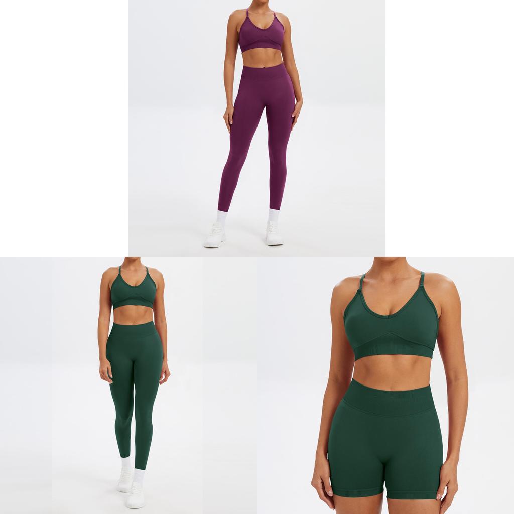 Nahtloses Yoga-Set Für Damen Mit Schnelltrocknendem Stoff Für Laufen Und Fitness
