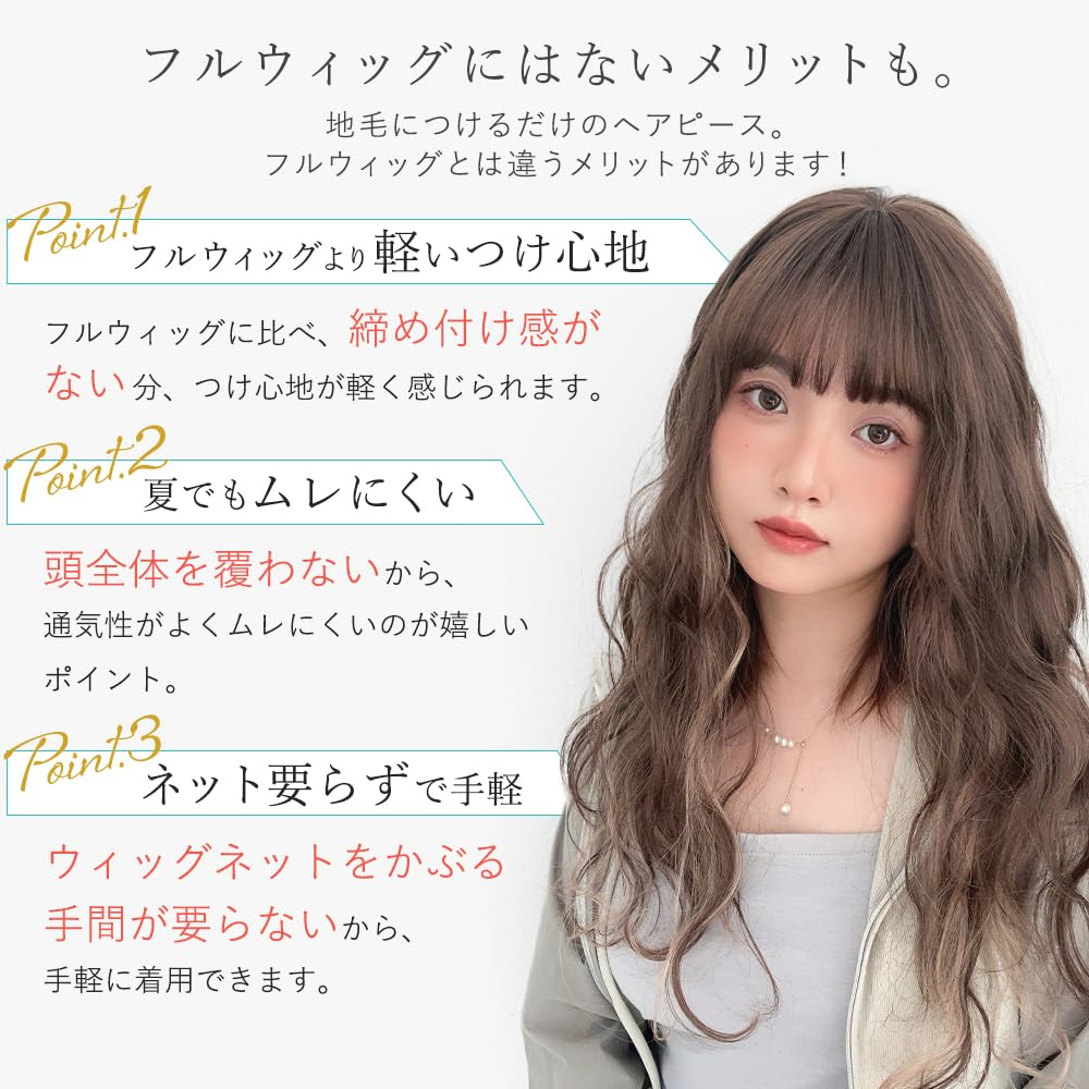 [BrightLala] Bangs Wig, Partial Wig, Hair Extension, Natural, Long, Wavy, Permed, Women's, Curly p257-GRE