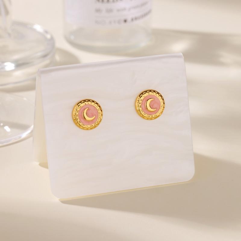 New Light Luxury Moon Oil Stud Earrings Stainless Steel Non-fading Gold-plated Earrings Hot-selling Earrings Jewelry
