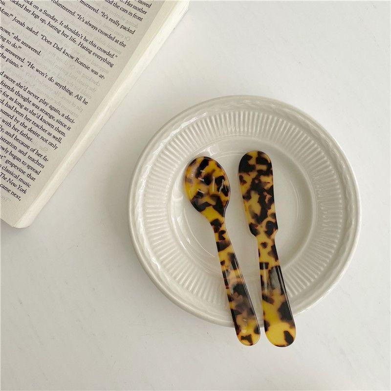 1Set Retro Dessert Knife Spoon Jam Butter Knife Tableware Plastic Spoon Lovely Photography Props Kitchen Tableware Set