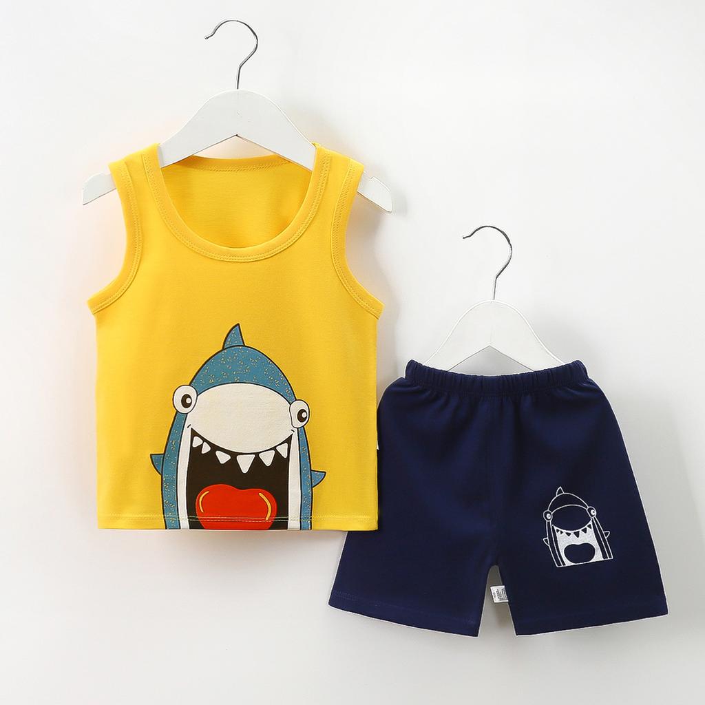 Children Sets Kids Clothes Boys Girls Vest Suit Summer Children's Clothing Baby Cotton T-Shirts Shorts Tank Top Sleeveless