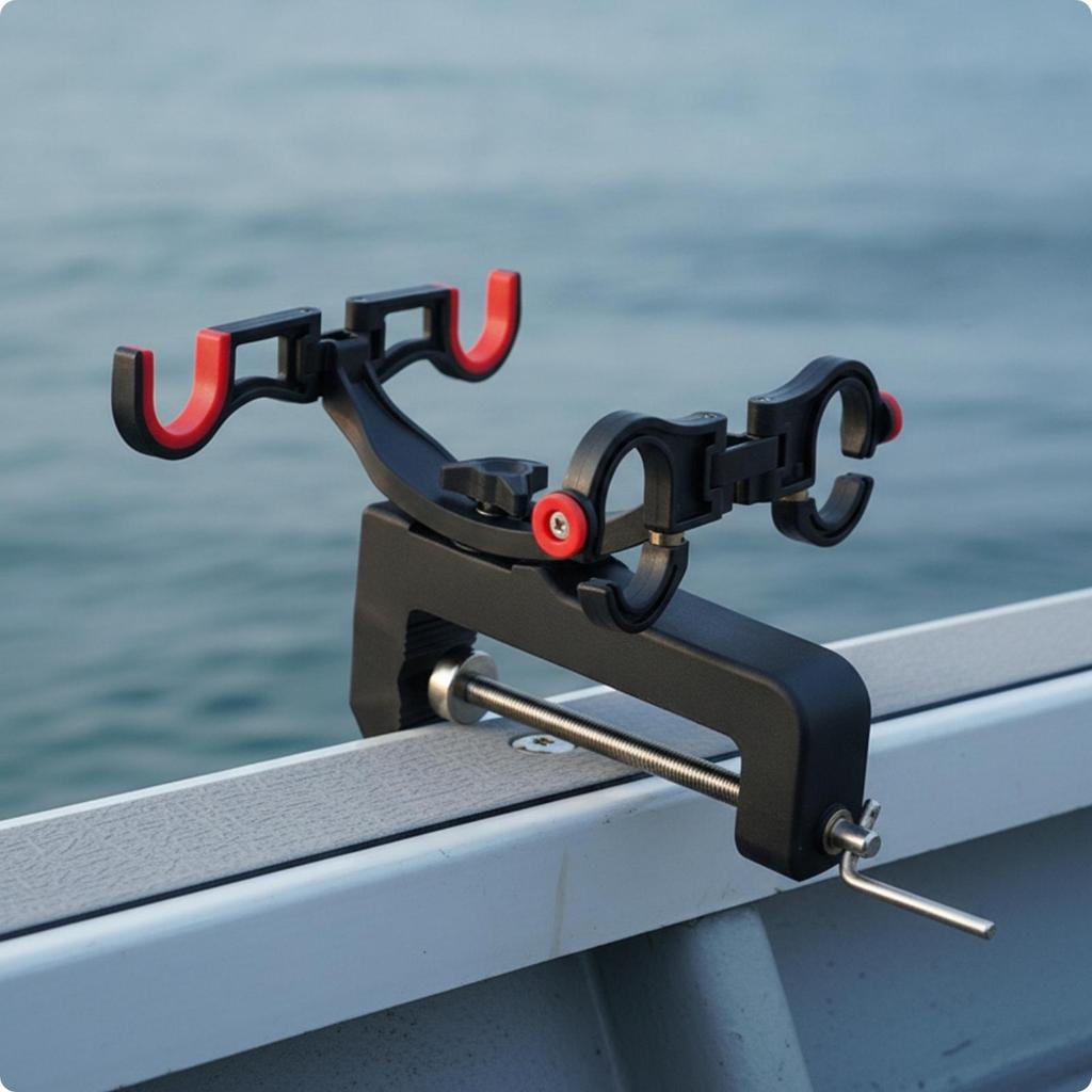 Clamp-on Rod Holder Adjustable Double Fishing Stable for Anglers
