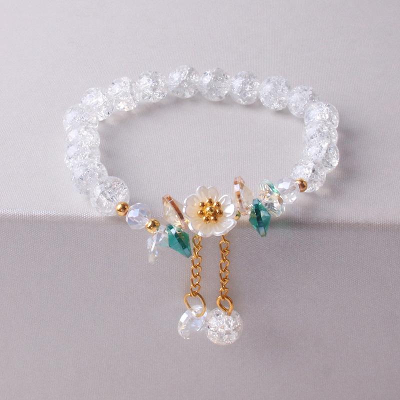Korean New Luxury Crystal Flower Cubic Zirconia Pendant Bracelet Women Round Butterfly Shiny Rhinestone Bangle Jewelry