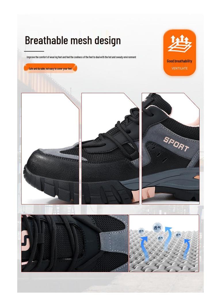 Women's Breathable Steel Toe Safety Shoes - Lightweight, Comfortable, Wear-Resistant, Anti-Smash & Anti-Puncture, Ideal for Summer Work.