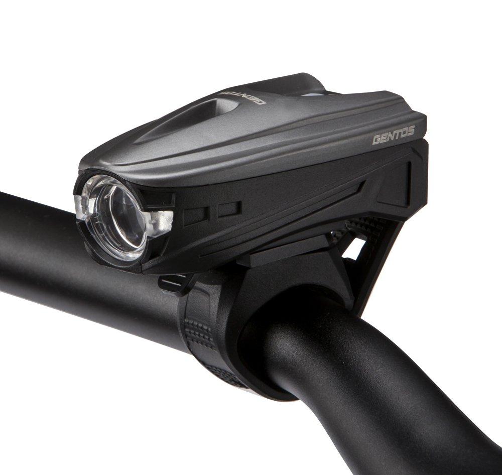 GENTOS AX-007GR USB Rechargeable Bike Light, 220 Lumens, 1.5 Hours of Runtime, Water-Resistant, Wide Beam, Metal Gray, ANSI Compliant