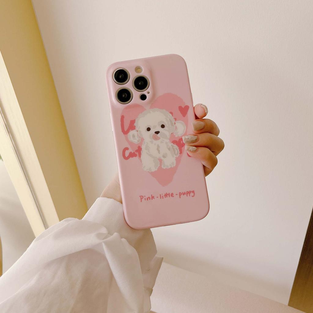 Pink Puppy Dog Imd Phone Case For Iphone 13 12 Promax 11 14 Pro Max Soft Silicone Shockproof Back Cover Capa Cover