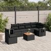VidaXL Garden Lounge Set with Cushions 7 Pcs, Patio Sofas, Patio Furniture Set, Outdoor Furniture, Black 3224585