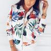 Women Retro Floral Print Casual Zipper Jacket Coat Tops Outerwear