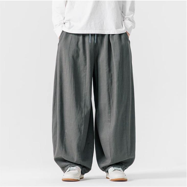 2026 New Men s Plus Size Japanese-Style Wide-Leg Loose Casual Pants M серый