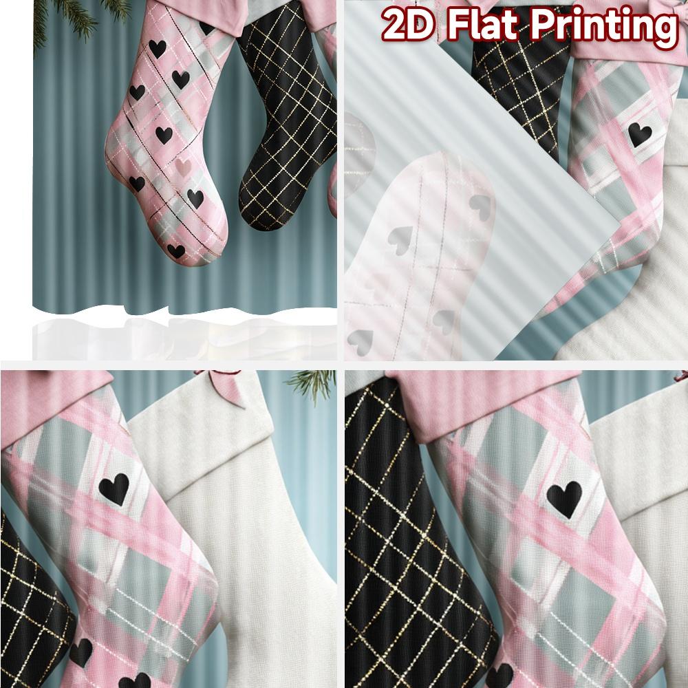 2pcs, 2D FLAT PRINTING Curtains (Without Rod) Festive Stockings Christmas Festival Minimalist Curtains Versatile Polyester