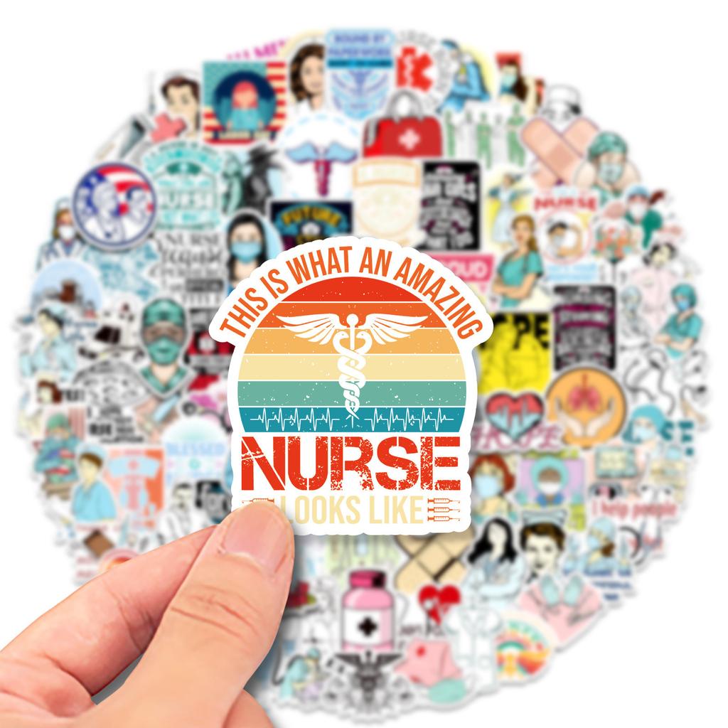 100 Nurses Day Series Stickers Cartoon International Nurses Day Doctor Stethoscope Graffiti Stickers Suitcase Stickers