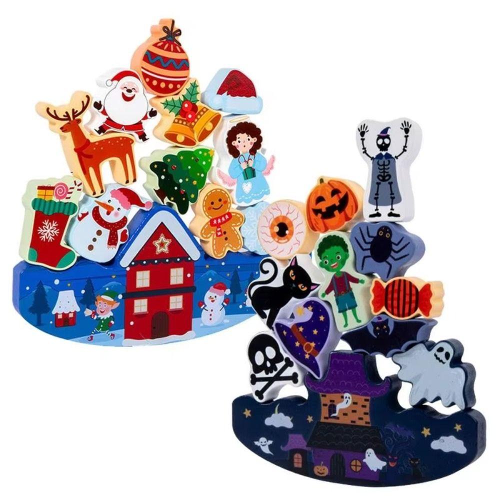 3D Puzzle Christmas Building Blocks Stacking Toy Christmas Stacking Game  Halloween Christmas Gift