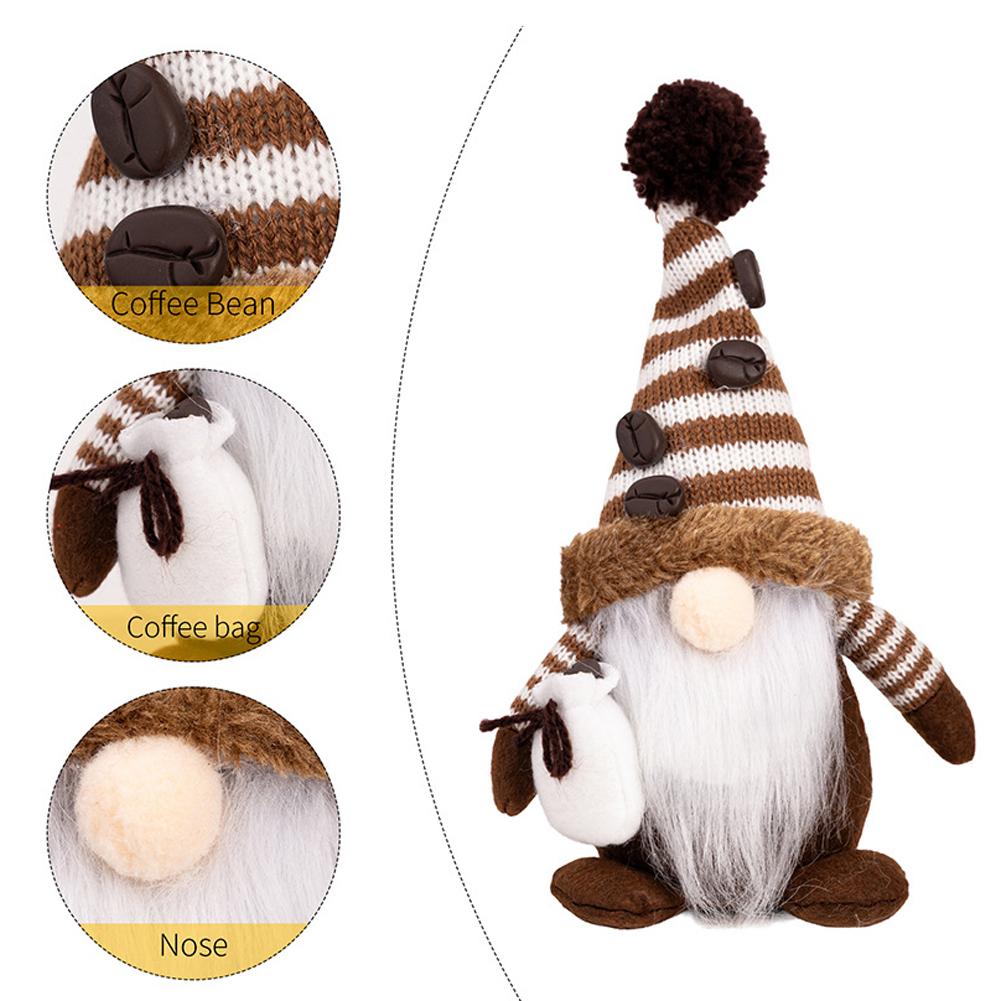 Coffee Gnome Ornament Home Decor Knit Handmade Soft Plush Faceless Dolls Ornaments For Christmas Winter Spring Decoration