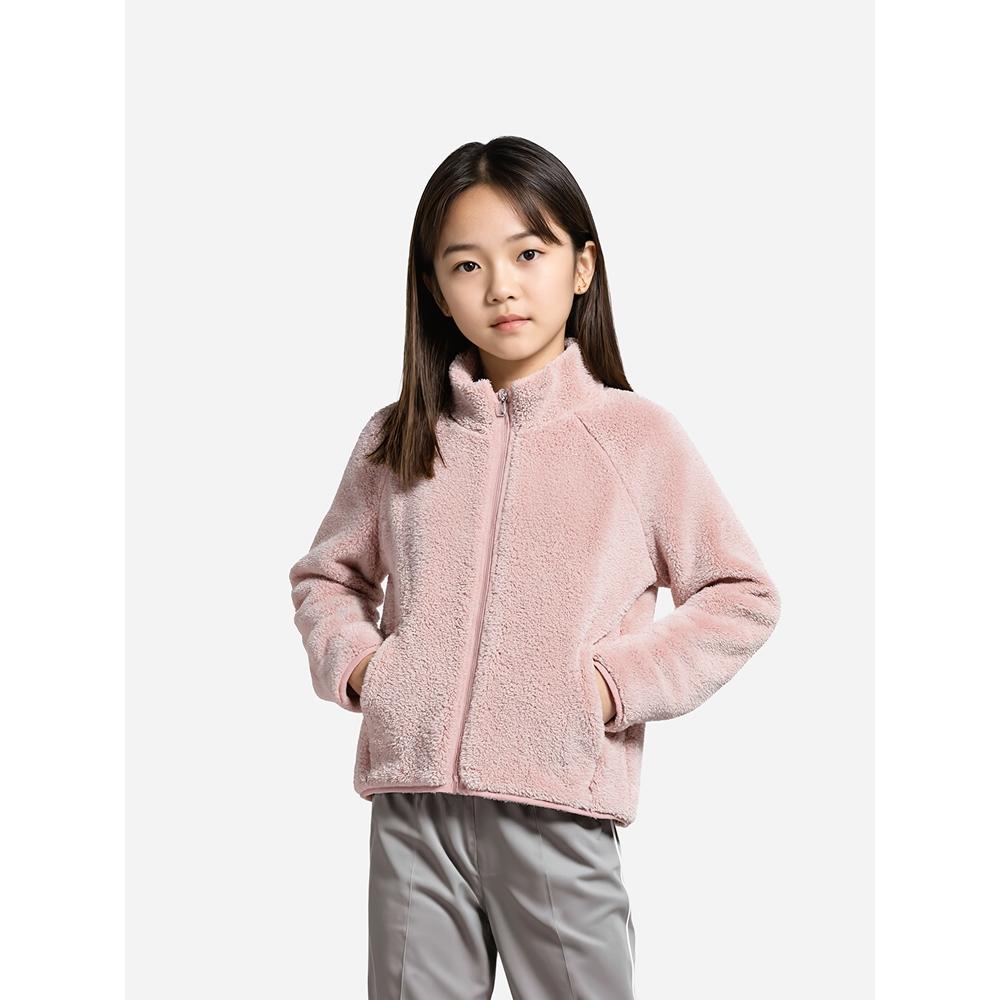 Daiso [dětské] Nadýsová fleecová mikina s dlouhým rukávem na zip 130 Růžová