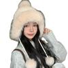 Korean Versatile Big Head Circumference Plus Velvet Thickened Warm Hat In ColdSeason Cute Fur Ball Bag Head Hat Windproof Ear Protection Hat Women