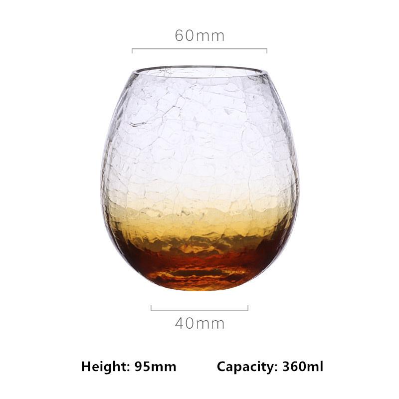 360ml Ice Cracked Whiskey Tasting Cup Vast Ocean Crystal Wine Glasses Imitated Crack Whisky Tumbler Beer Mug Vodka Liquor Teacup