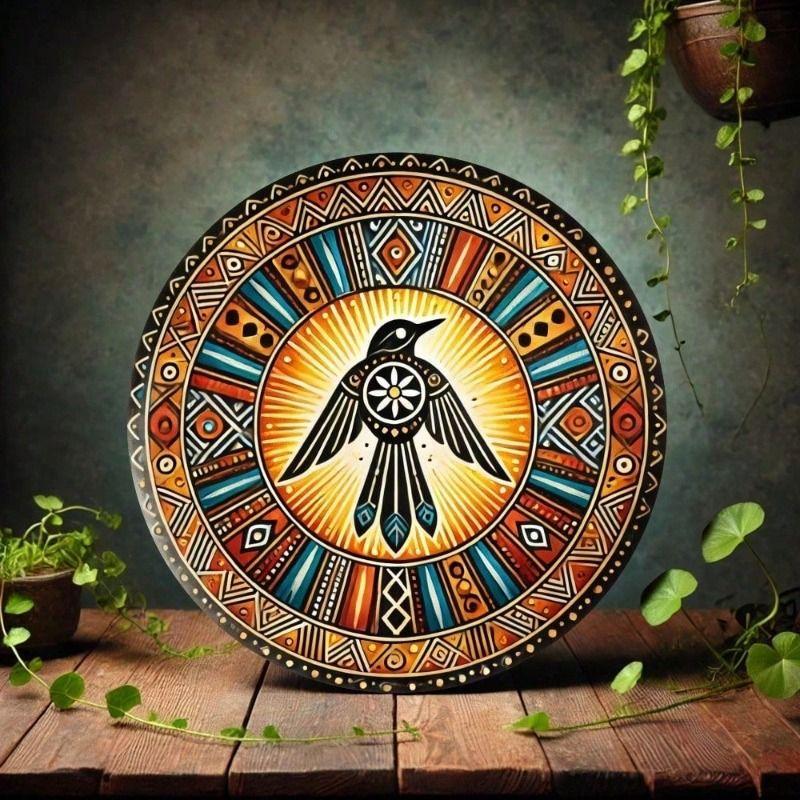 Vintage Round Metal Totem Sign 20x20cm Retro Waterproof Aluminum Wall Decor for Home Club
