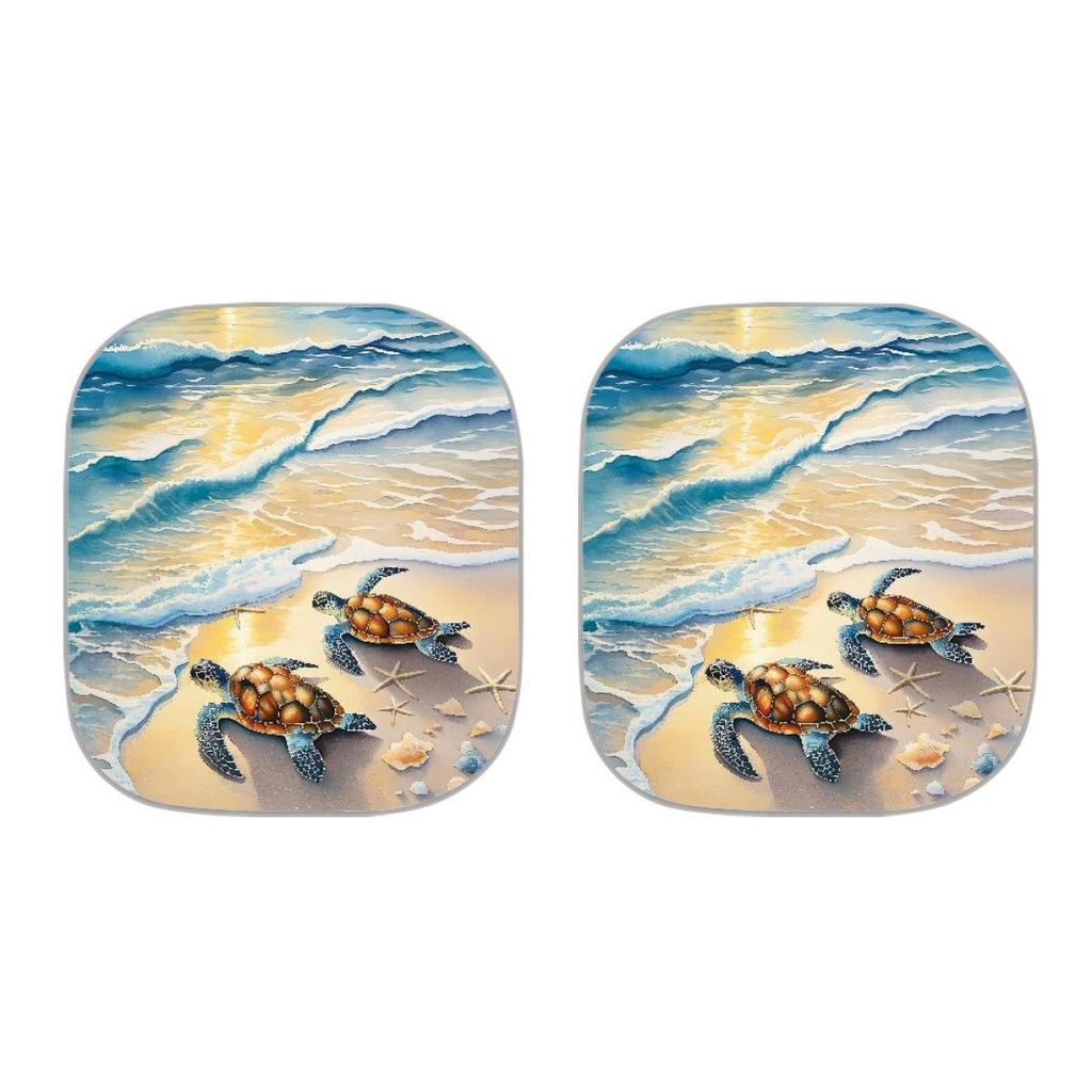 Turtle Pattern Car Sunshade Set: Universal Aluminum Foil Heat Insulation Cover (2-Pack)