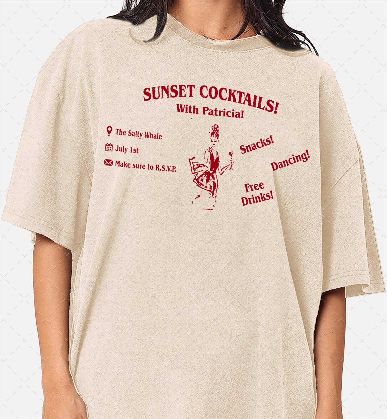 Sunset Cocktails With Patricia T-Shirt, Vintage 90s Movie Tee L