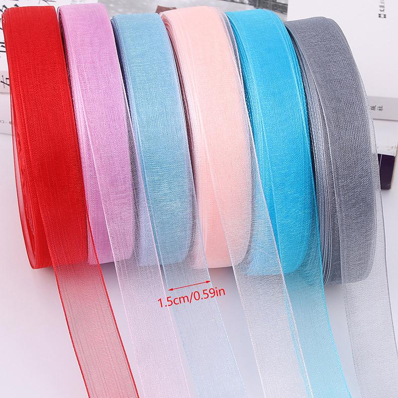 38Meter/Roll 1.5Cm Sheer Chiffon Ribbon For Handmade Bow Craft Wedding Christmas Decoration Diy Card Gift Wrapping