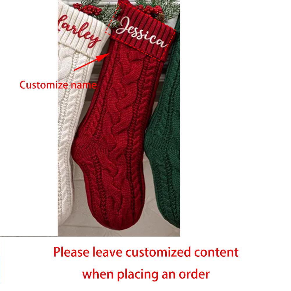 

Custom Christmas Stocking Xmas Knitted Stockings with Name Holiday Decor Gift Christmas Family Gifts Santa Sack Kid Present Bag 1pcs 18inch