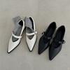 2025 Neue Mary Jane Schuhe Frühling Herbst Spitzschuh Niedriger Absatz Damen Flache Einzelpumps Damen Mode Schnallenschuhe