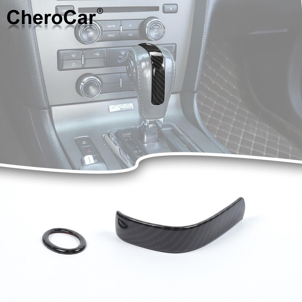 Carbon Fiber Central Gear Shift Knob Decor Trim Cover for Ford Mustang 2010-2014