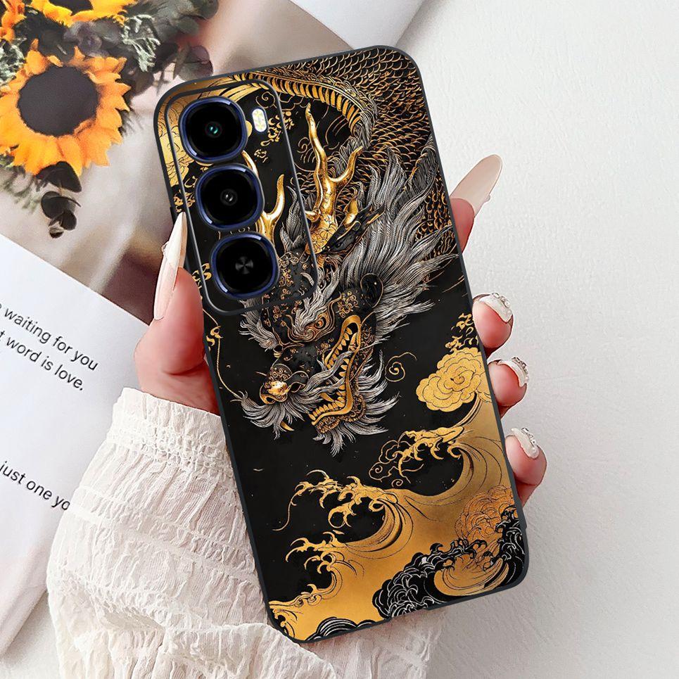 Cool Dragon Lion Tiger Cartoon 2D Printed Pattern Casing For Itel City 100 City100 Case Soft Silicone Black Back Cover Landscape