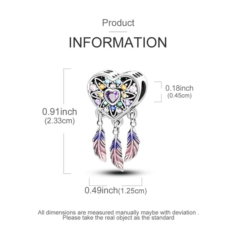 Girl Original Metal Charm Pendant Zircon Love Dreamcatcher Fit Bangle Ideal for Make Your Own Accessory Gift Elegant Fashion Beautiful Lovely